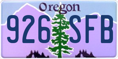 OR license plate 926SFB