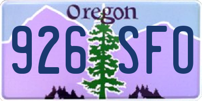 OR license plate 926SFO
