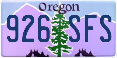 OR license plate 926SFS