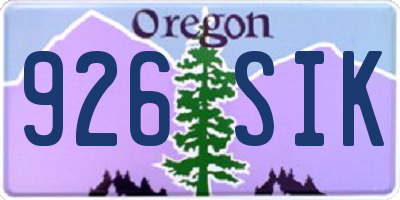 OR license plate 926SIK