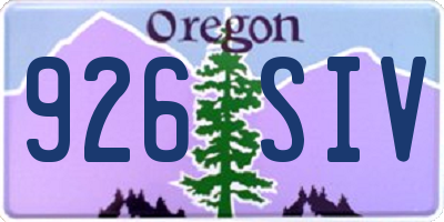 OR license plate 926SIV