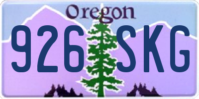 OR license plate 926SKG