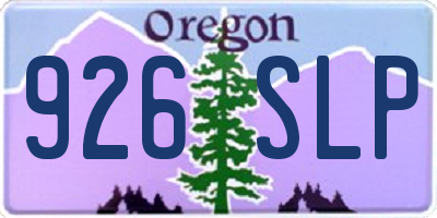 OR license plate 926SLP