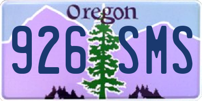 OR license plate 926SMS