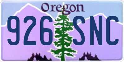 OR license plate 926SNC