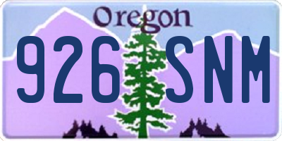 OR license plate 926SNM