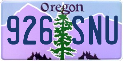 OR license plate 926SNU
