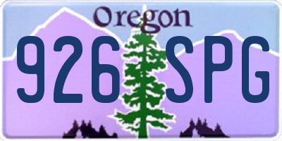 OR license plate 926SPG