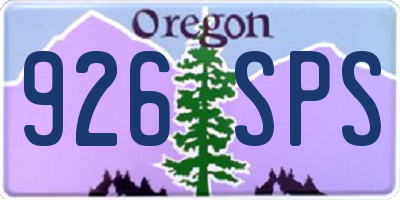 OR license plate 926SPS