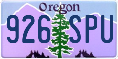 OR license plate 926SPU