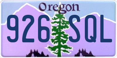 OR license plate 926SQL