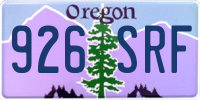 OR license plate 926SRF