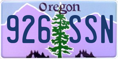 OR license plate 926SSN
