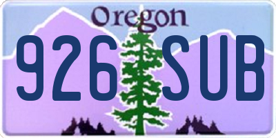 OR license plate 926SUB