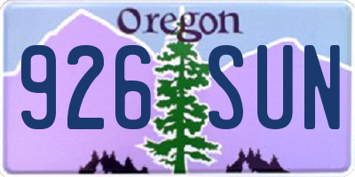 OR license plate 926SUN