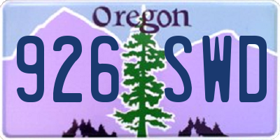 OR license plate 926SWD