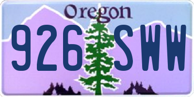 OR license plate 926SWW