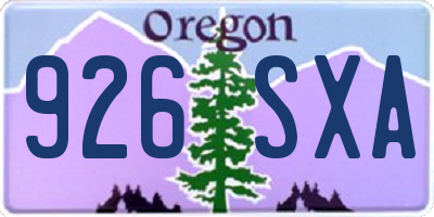 OR license plate 926SXA