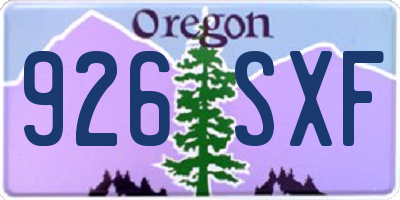 OR license plate 926SXF