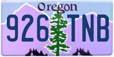 OR license plate 926TNB