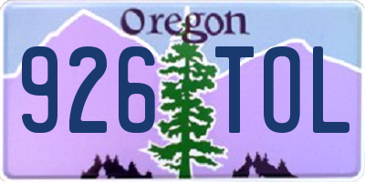 OR license plate 926TOL