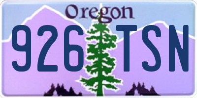 OR license plate 926TSN