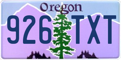 OR license plate 926TXT