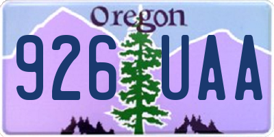 OR license plate 926UAA