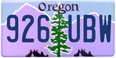 OR license plate 926UBW