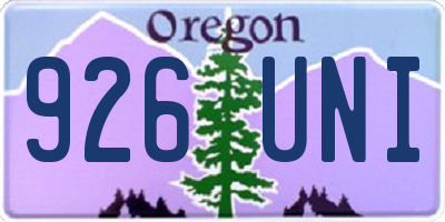 OR license plate 926UNI