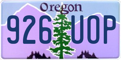 OR license plate 926UOP