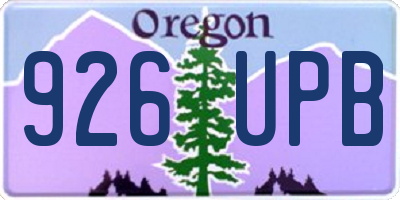 OR license plate 926UPB