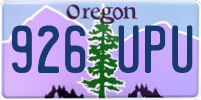 OR license plate 926UPU