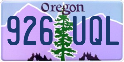 OR license plate 926UQL