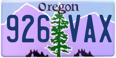 OR license plate 926VAX