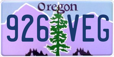 OR license plate 926VEG