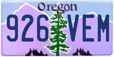 OR license plate 926VEM