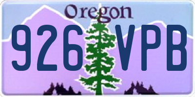 OR license plate 926VPB