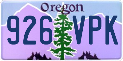 OR license plate 926VPK