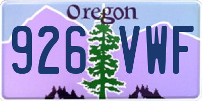 OR license plate 926VWF