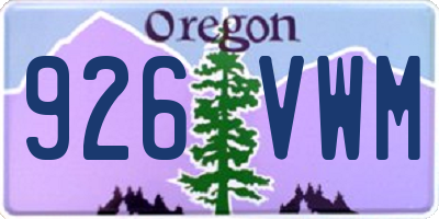 OR license plate 926VWM