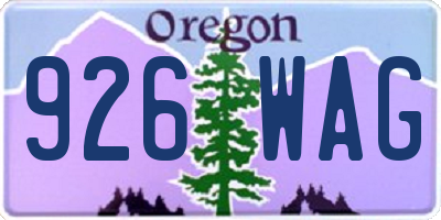 OR license plate 926WAG