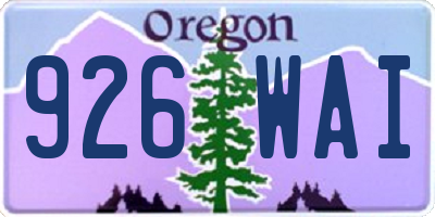OR license plate 926WAI