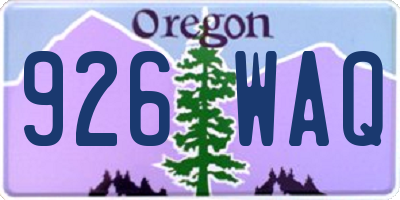 OR license plate 926WAQ