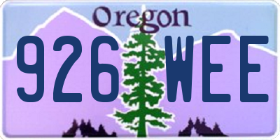 OR license plate 926WEE