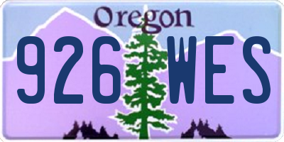 OR license plate 926WES
