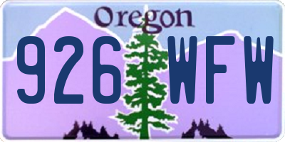OR license plate 926WFW