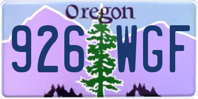 OR license plate 926WGF