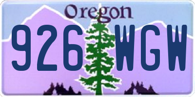 OR license plate 926WGW