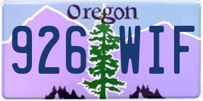 OR license plate 926WIF